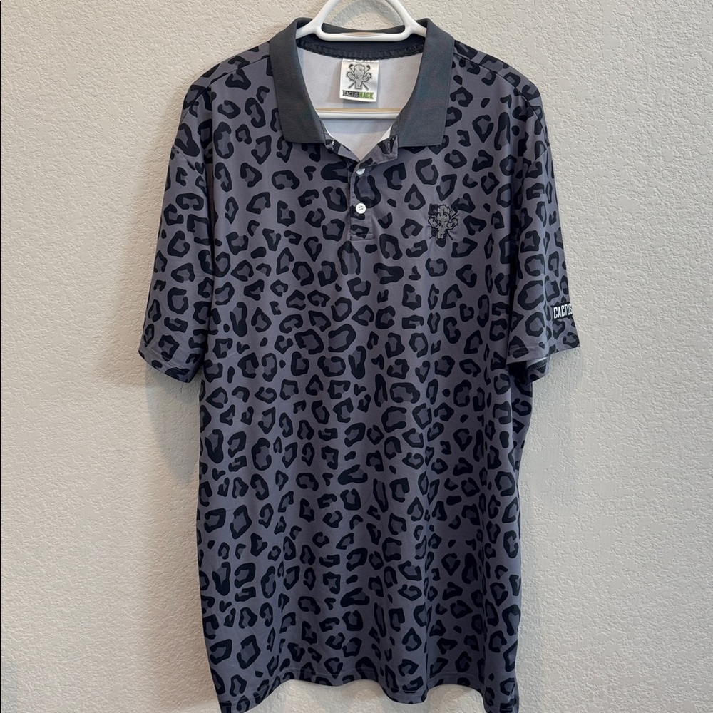 Cactus Hack Litty Kitty Gray Golf Polo Shirt